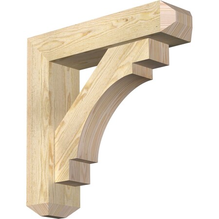 Ekena Millwork Merced Craftsman Rough Sawn Bracket w/ Offset Brace, Douglas Fir, 6"W x 24"D x 24"H BKT0604X24X24MRC04RDF